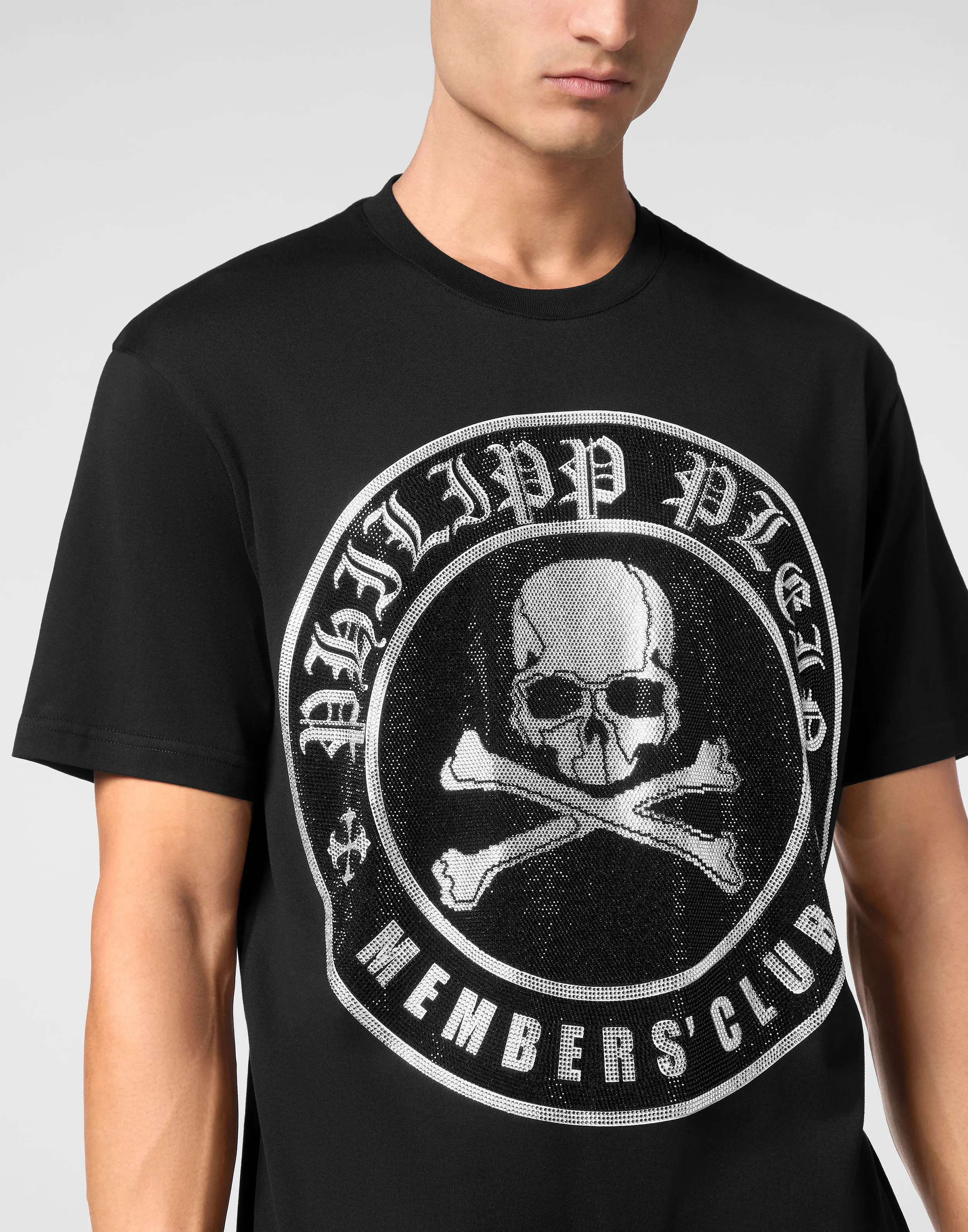 TSHIRT ROUND NECK SS STRASS SKULL&BONES