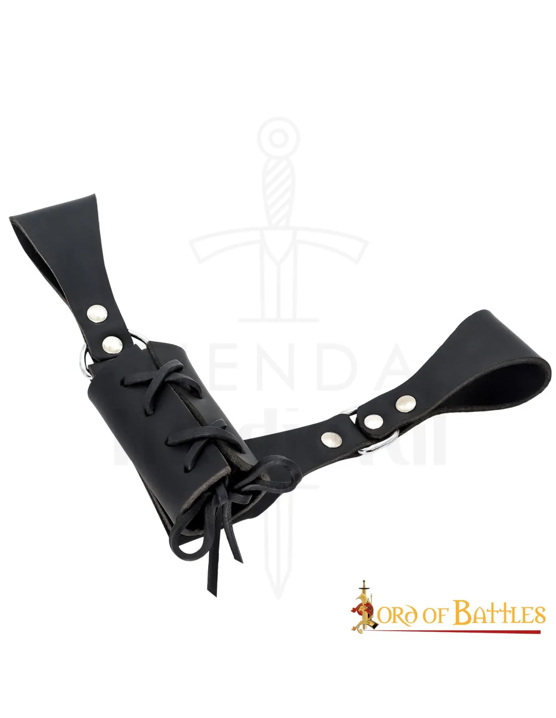 Tahalí medieval cuero negro para mano izquierda