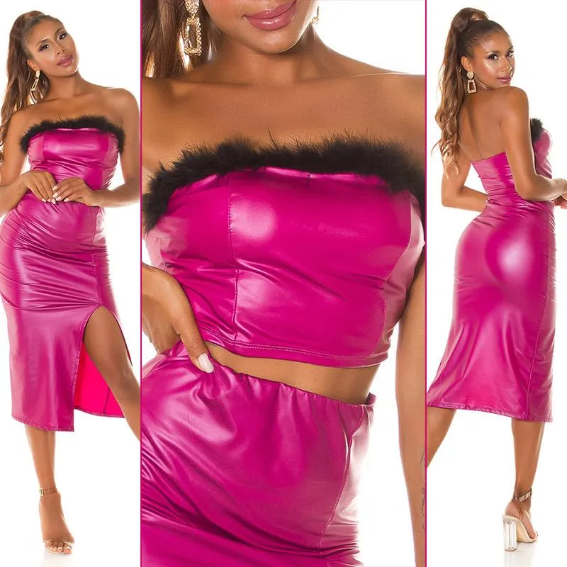 Top Bandeau semi piel Fucsia
