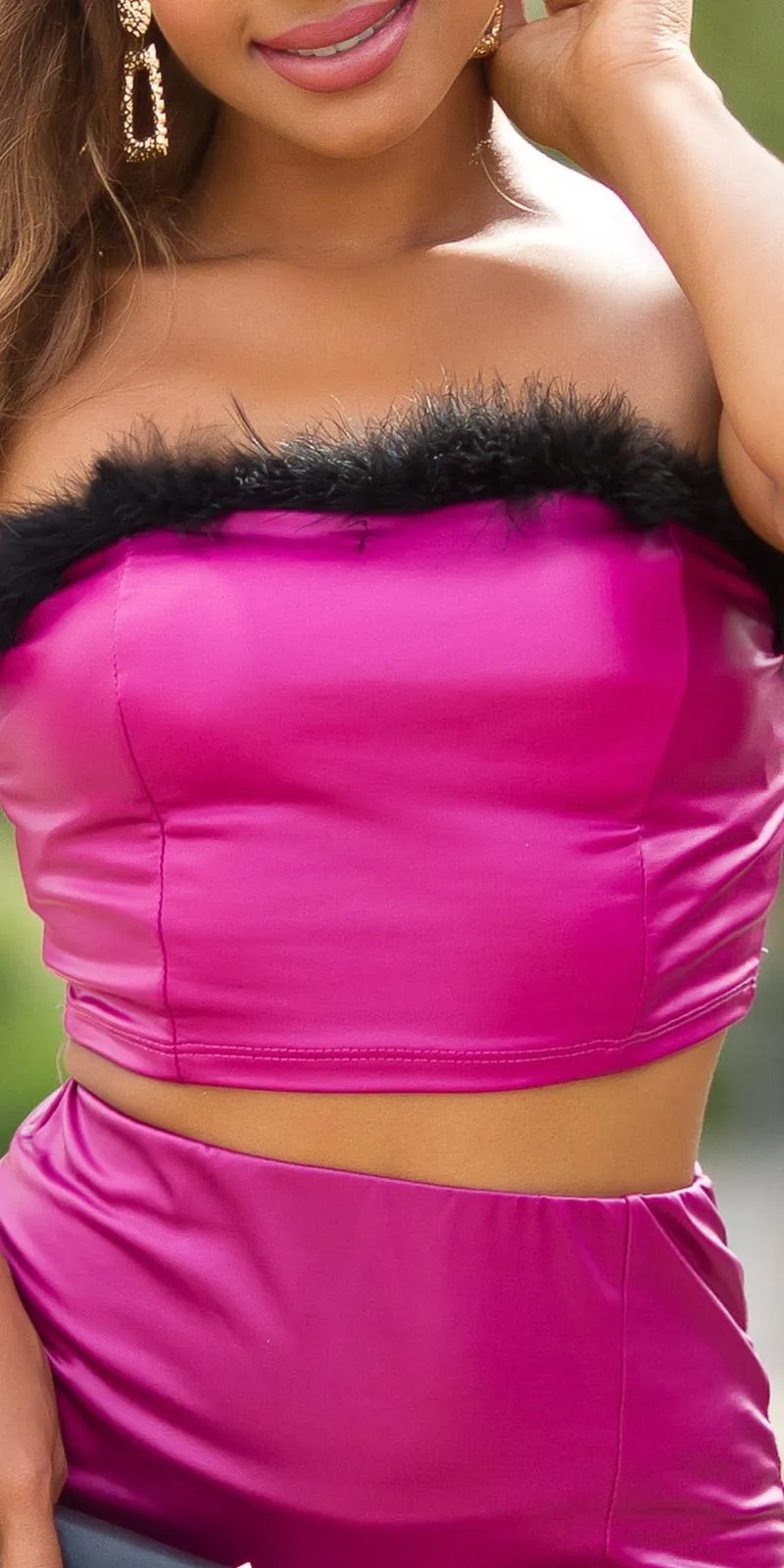 Top Bandeau semi piel Fucsia