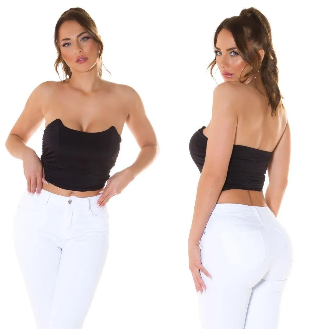 Top corset look de moda Negro