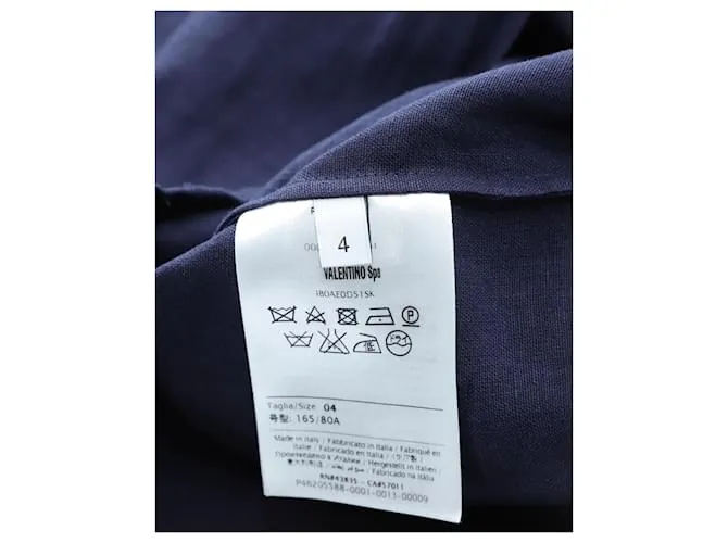 Top corto de lino azul marino con manga tres cuartos de Valentino 