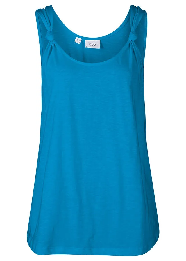 Top de algodón con detalle de nudo Azul