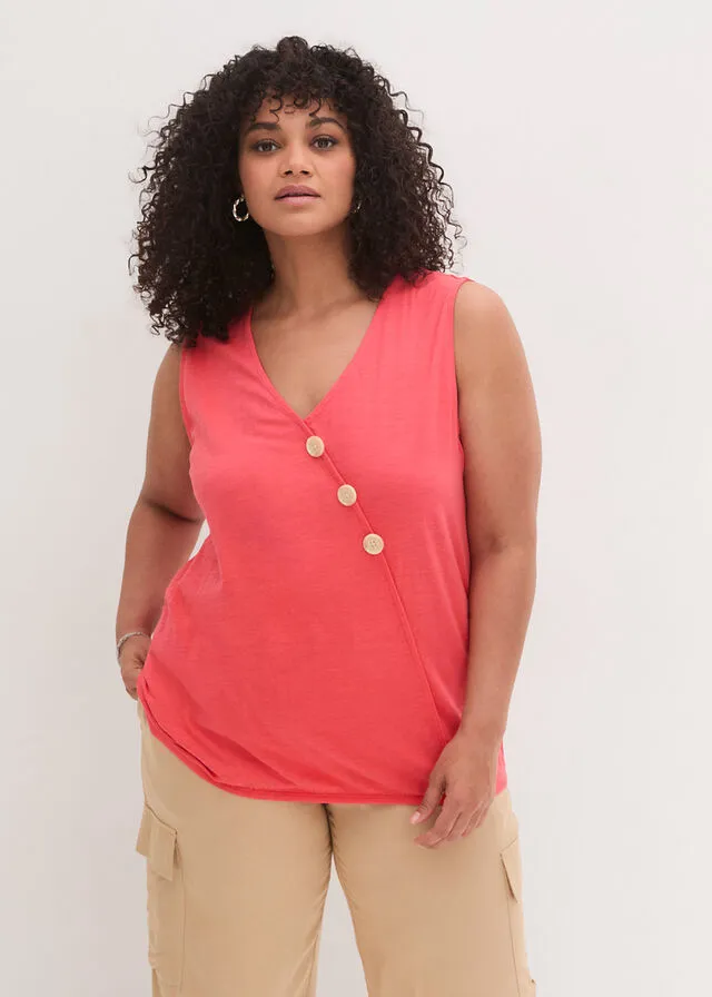 Top de algodón con diseño cruzado y cintura elástica Negro