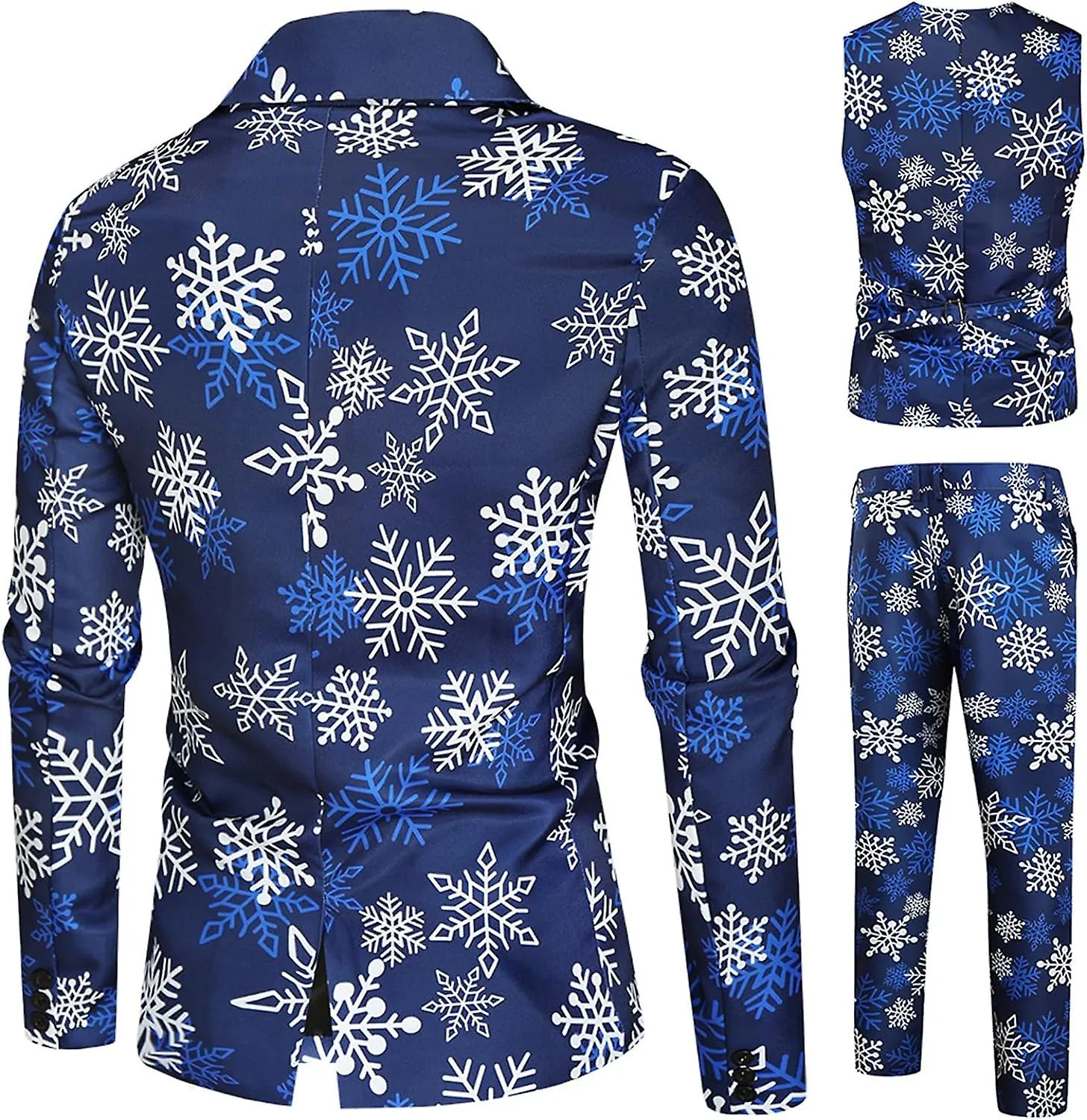 Traje de Navidad para hombre Conjunto de traje slim fit de 3 piezas Fiesta navideña Trajes de esmoquin Blazer Chaqueta Chalecos 
