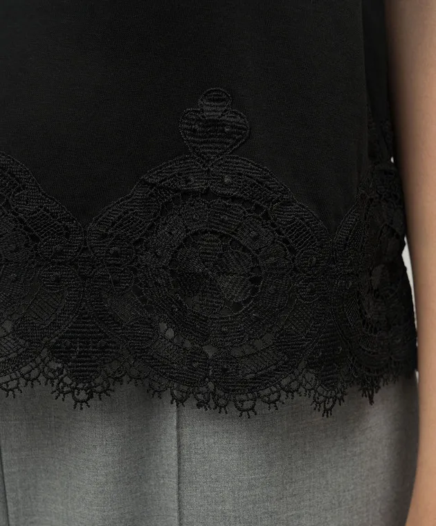 TWINSET BLACK TSHIRT WITH LACE