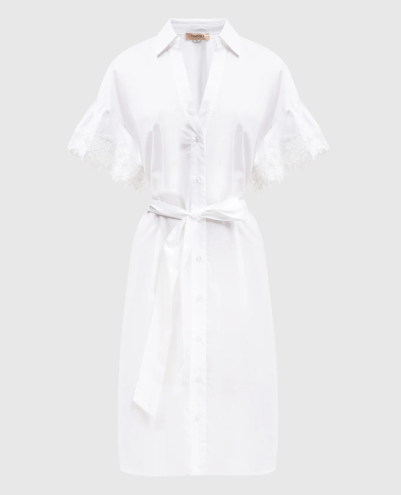 Twinset White shirt dress with lace in the form of flowers