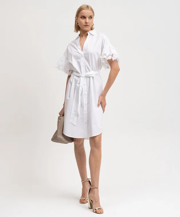 Twinset White shirt dress with lace in the form of flowers