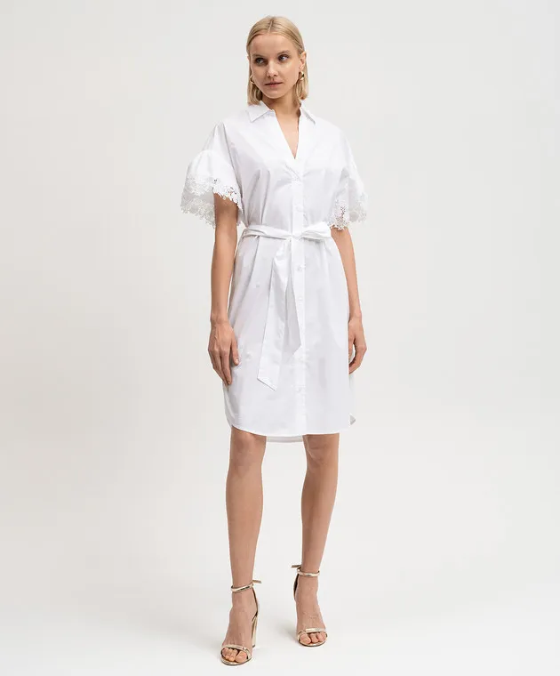 Twinset White shirt dress with lace in the form of flowers