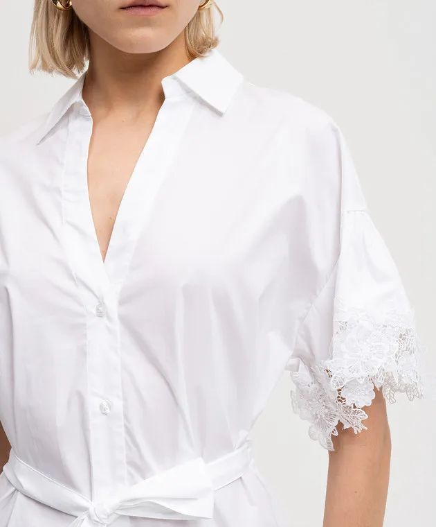 Twinset White shirt dress with lace in the form of flowers