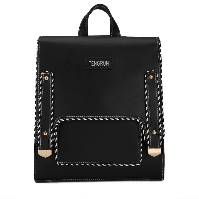 Unique Abstract Line Pure Color Square Girl School Backpack