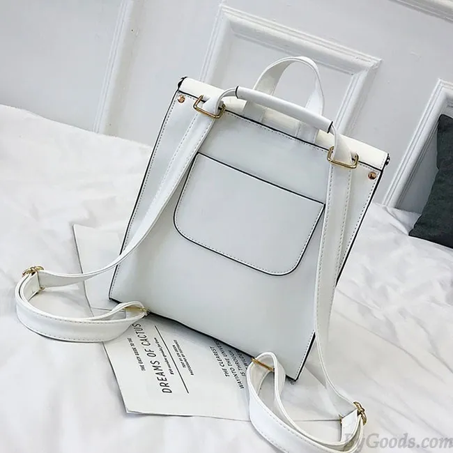 Unique Abstract Line Pure Color Square Girl School Backpack