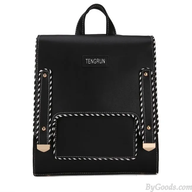 Unique Abstract Line Pure Color Square Girl School Backpack