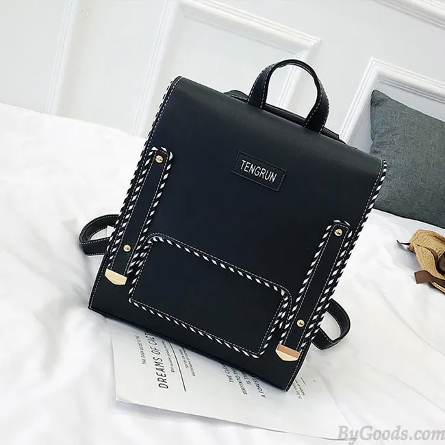 Unique Abstract Line Pure Color Square Girl School Backpack