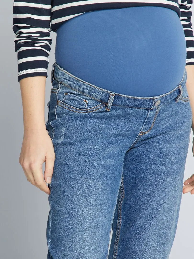 VAQUERO MOM PREMAMá CON ABRASIONES  AZUL