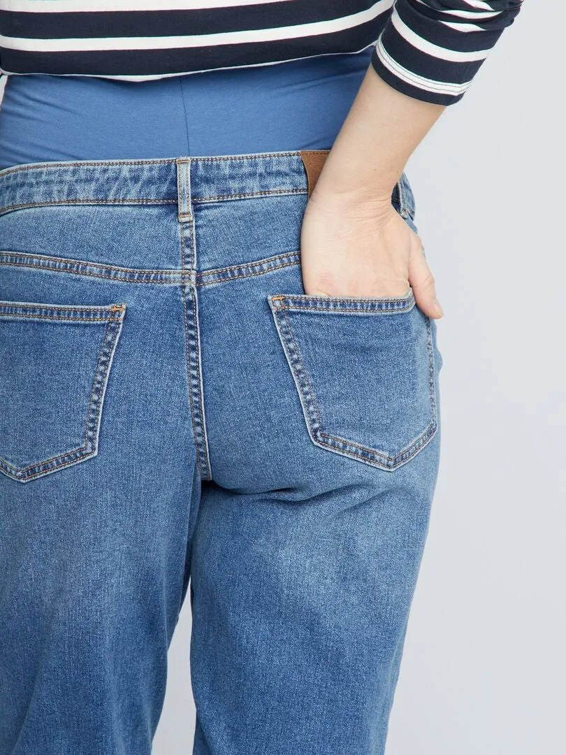 VAQUERO MOM PREMAMá CON ABRASIONES  AZUL