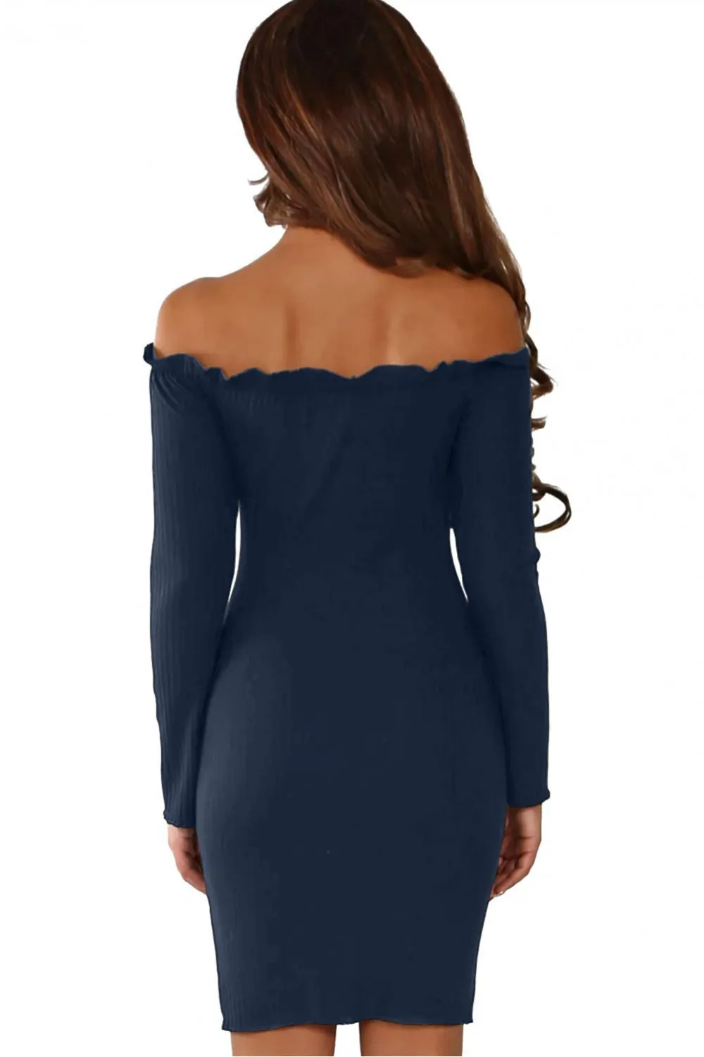 Vestido azul con cierre de botones