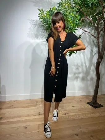Vestido Botones ALIKA Negro