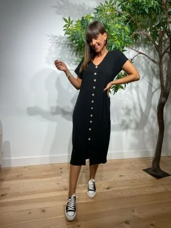 Vestido Botones ALIKA Negro