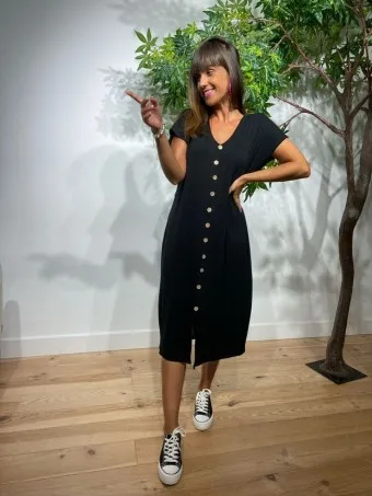 Vestido Botones ALIKA Negro