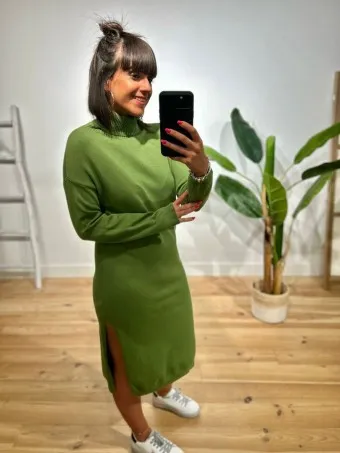 Vestido Básico Punto ANTASYRA Verde Hierba