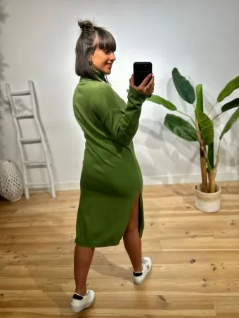 Vestido Básico Punto ANTASYRA Verde Hierba