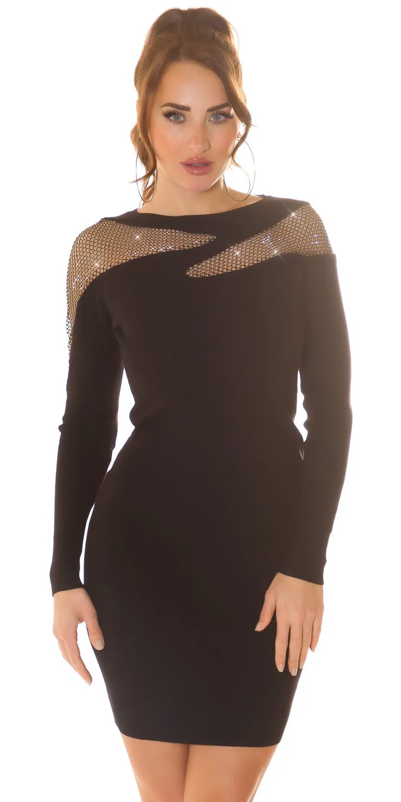 Vestido con recortes de red negro