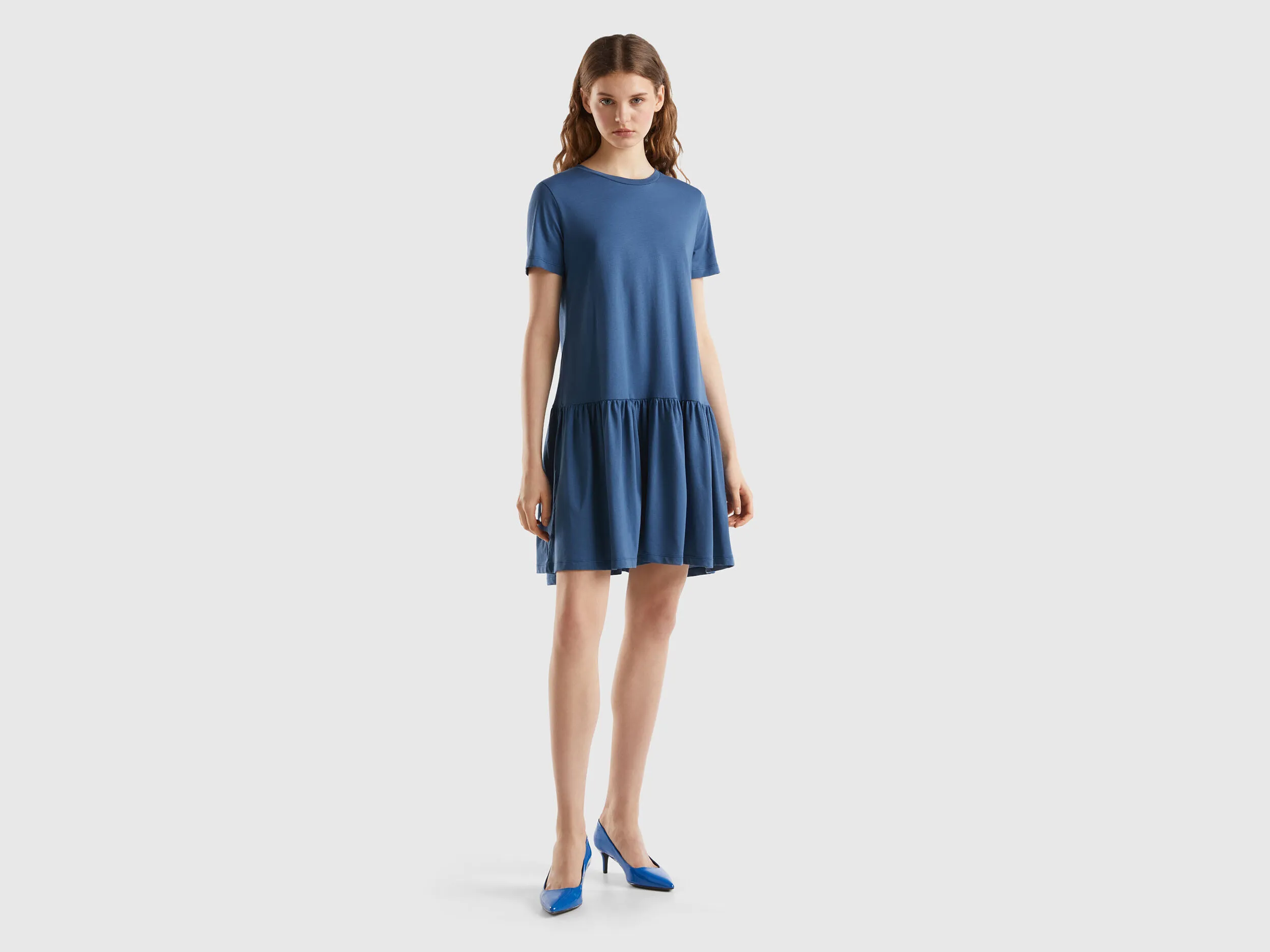 Vestido corto de algodón de fibra larga