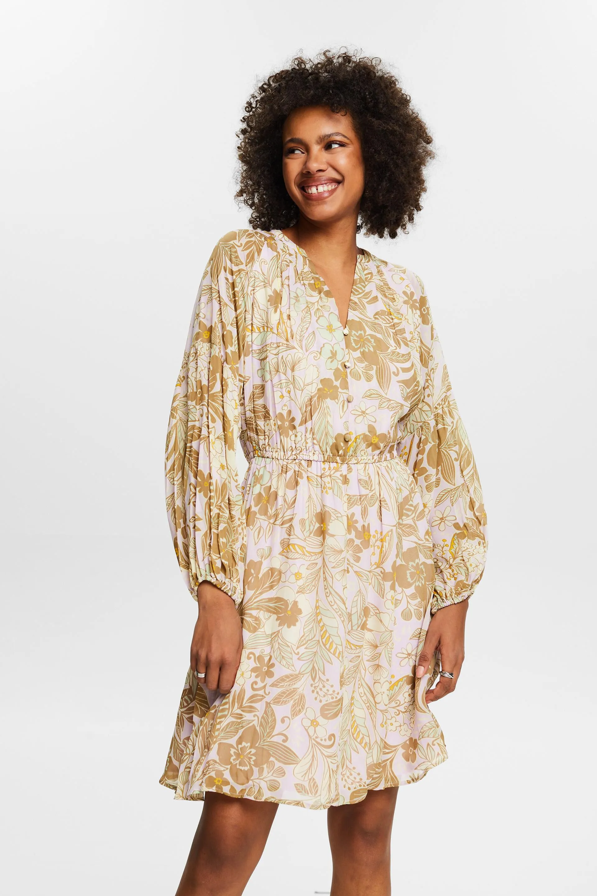 Vestido de gasa con estampado de flores