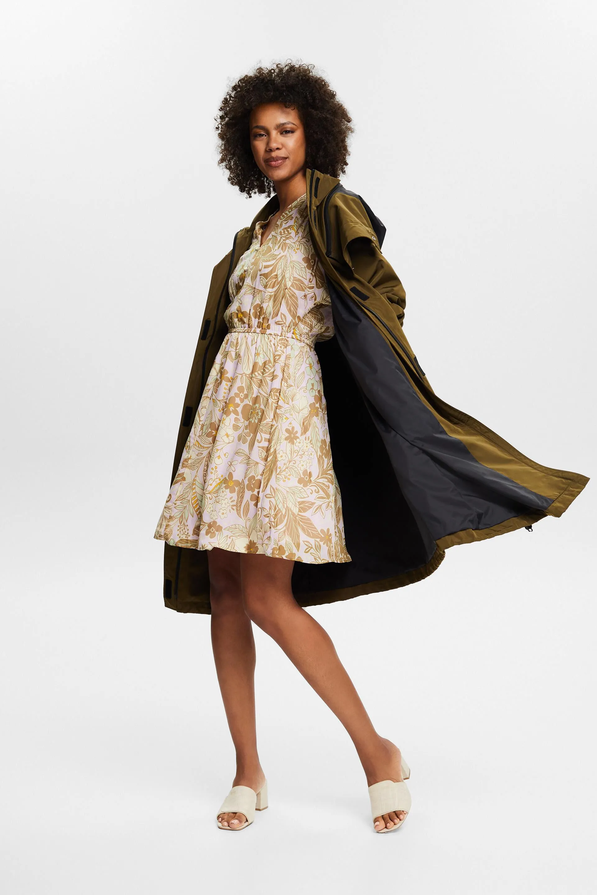Vestido de gasa con estampado de flores