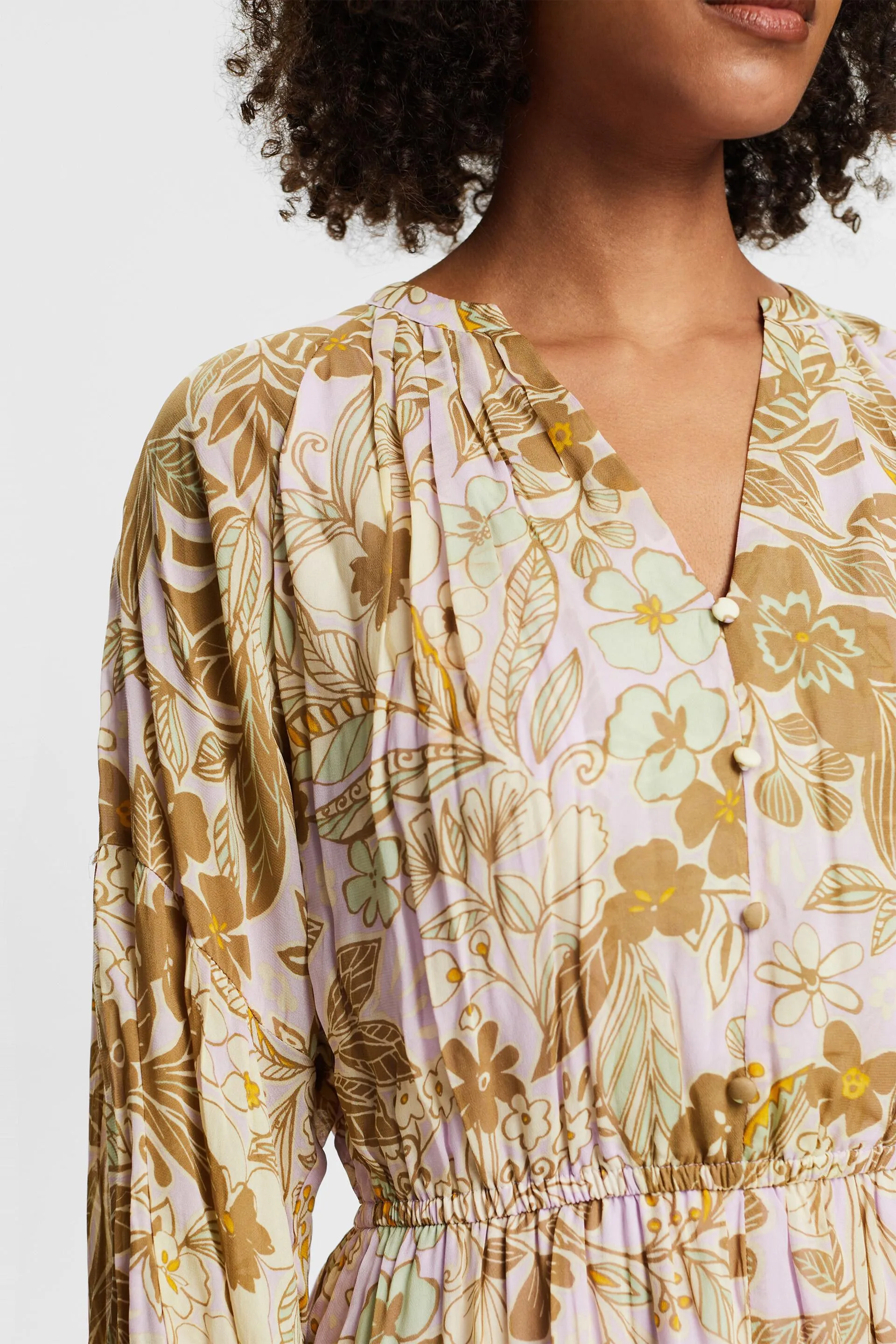 Vestido de gasa con estampado de flores