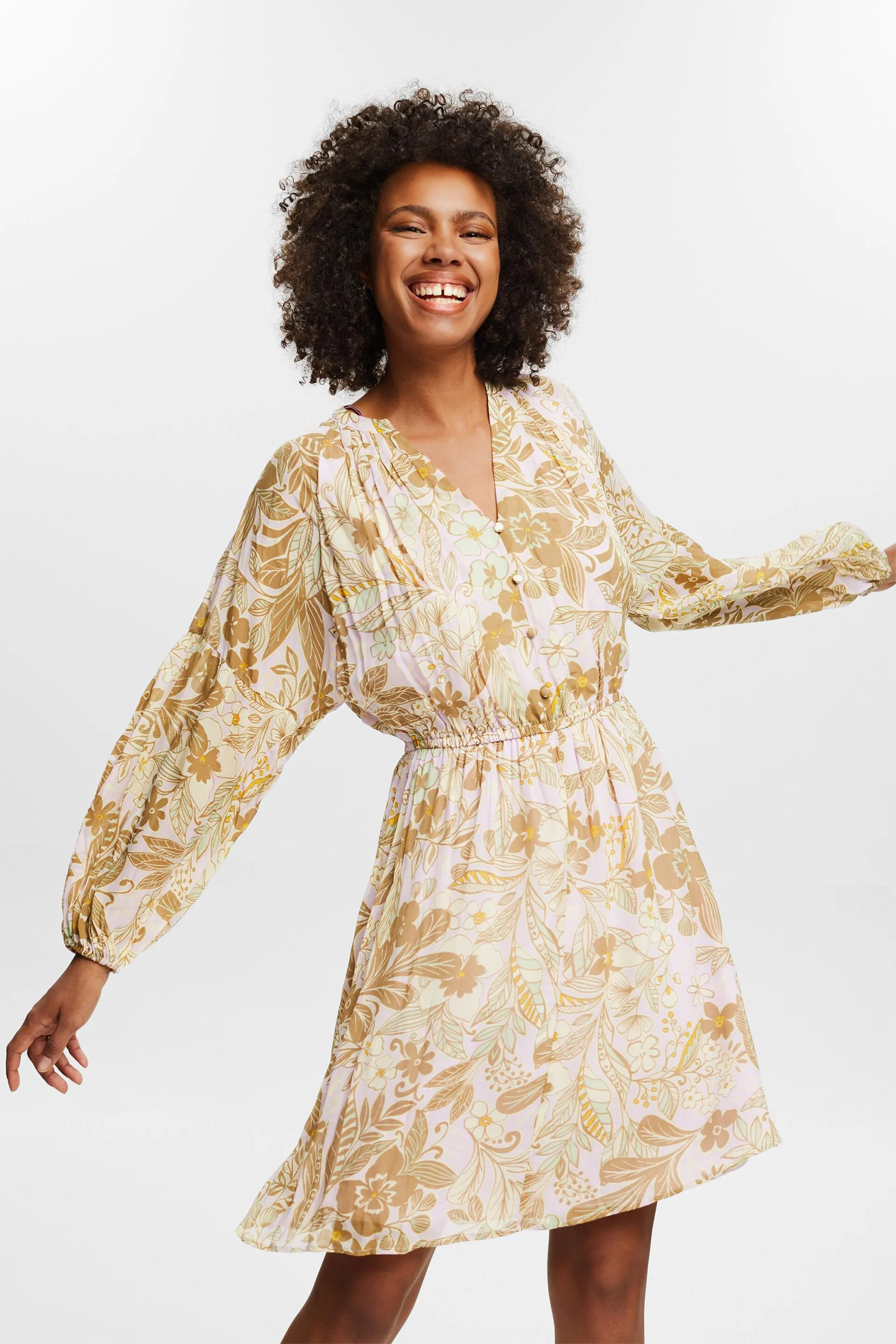 Vestido de gasa con estampado de flores