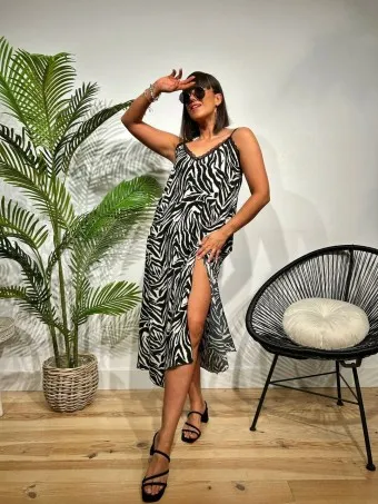 Vestido Lencero Print SAGIRA Cebra