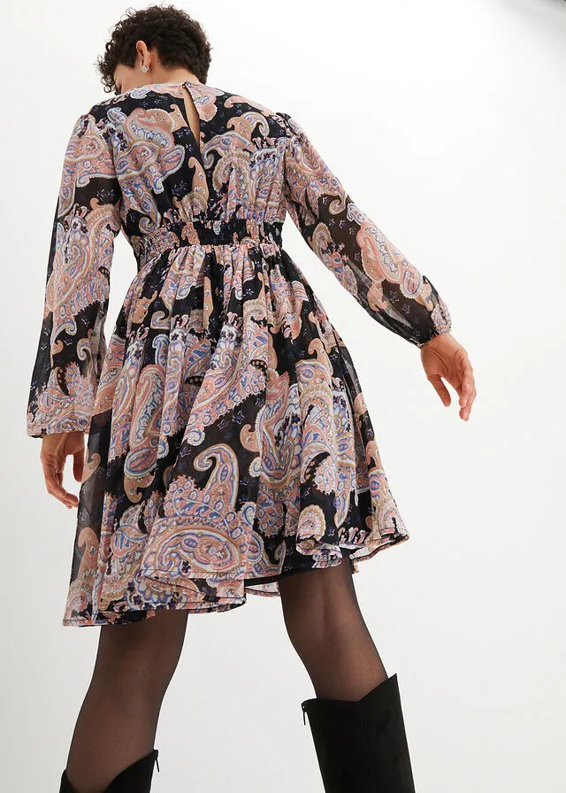 Vestido Negro con estampado paisley