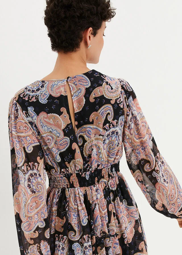Vestido Negro con estampado paisley
