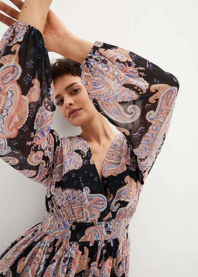 Vestido Negro con estampado paisley