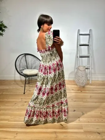 Vestido Nido de Abeja Estampado CHAMELIA