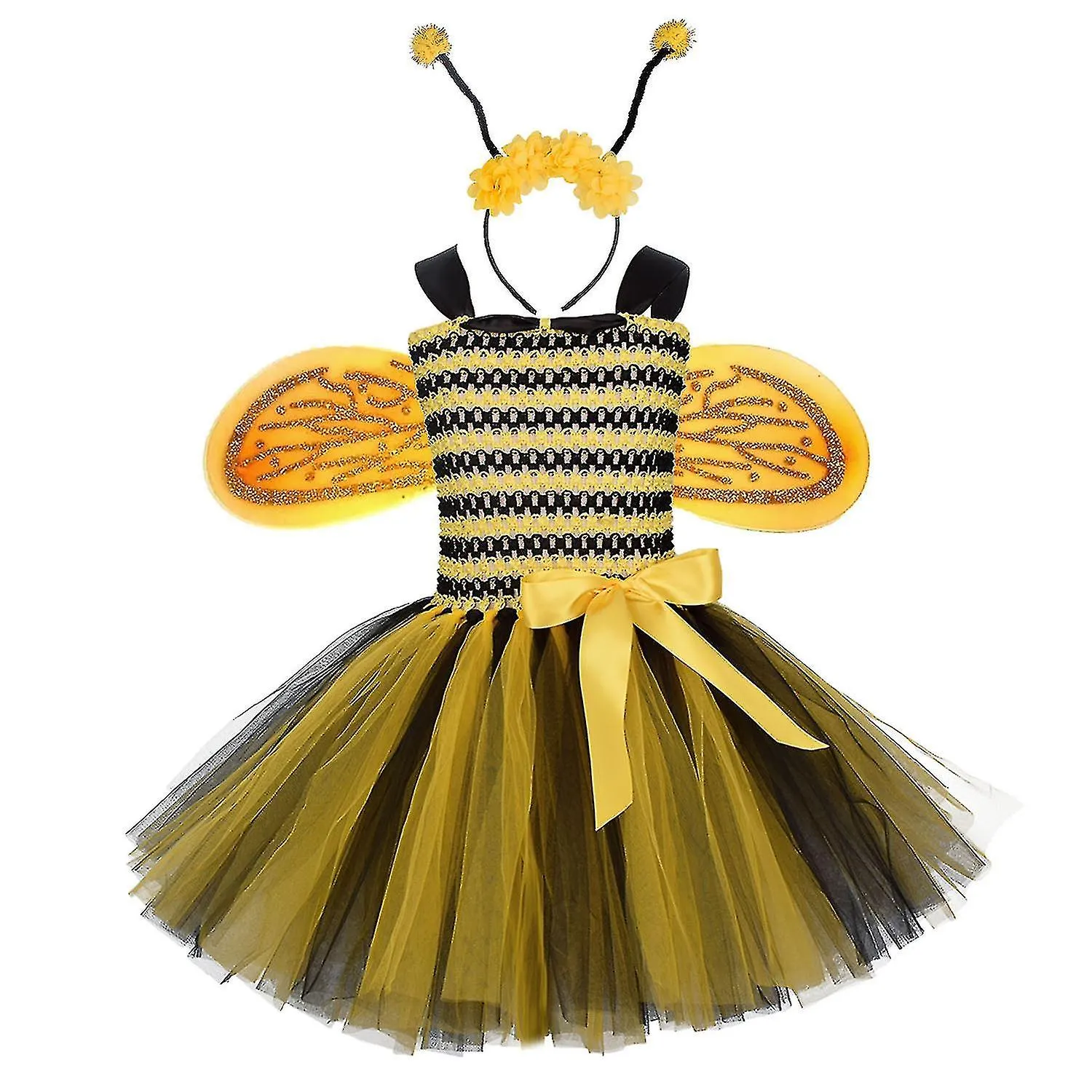 Vestido para niños Bee Set Niñas 1 de junio Actuación del Día del Niño Sarong Puffy Skirt