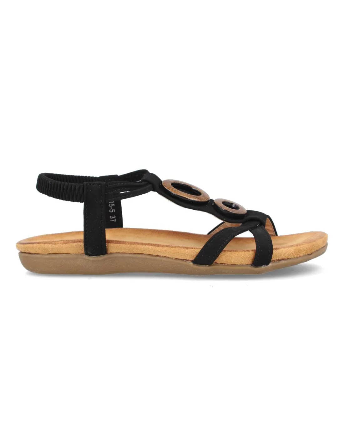 VICMART  SANDALIA APLIQUES MADERA NEGRO