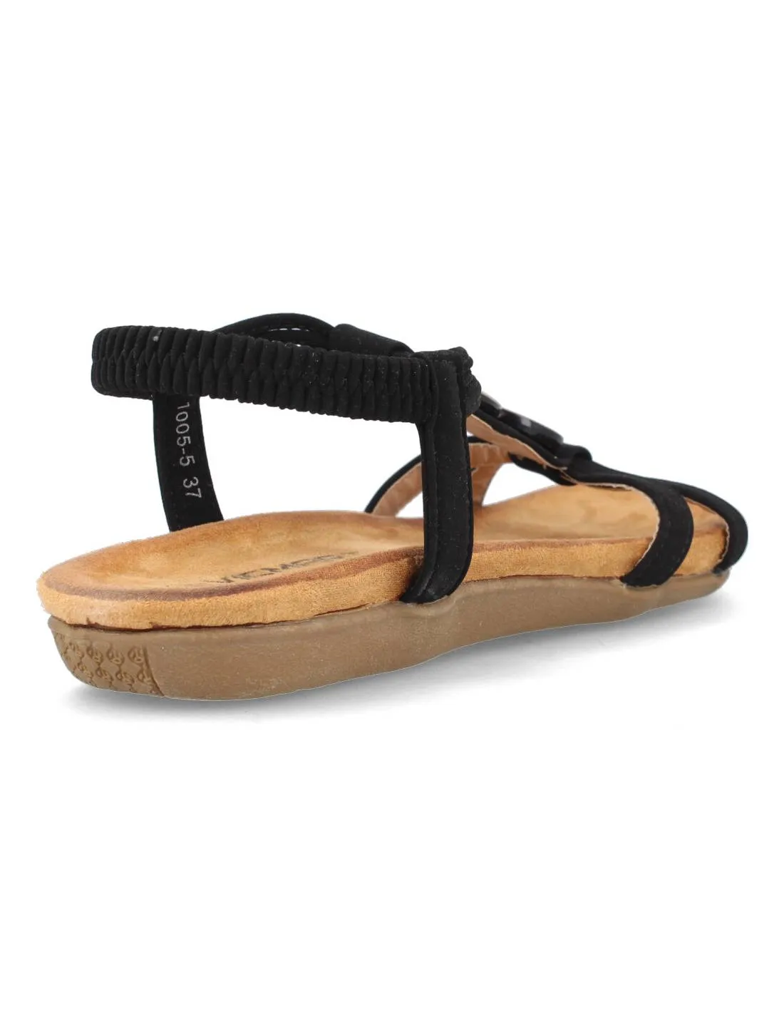 VICMART  SANDALIA APLIQUES MADERA NEGRO