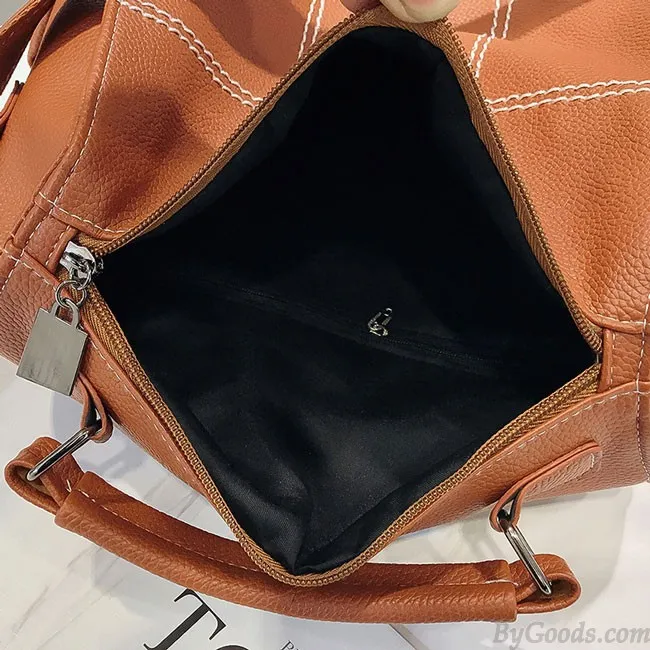 Vintage Square PU Large Soft Leather Rivet Multifunction Shoulder Bag School Backpack