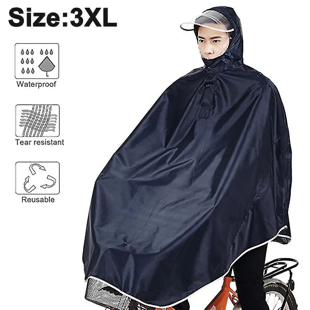 Waterproof Rain Poncho Bike Bicycle Rain Capes Reusable For Adults Dark Blue
