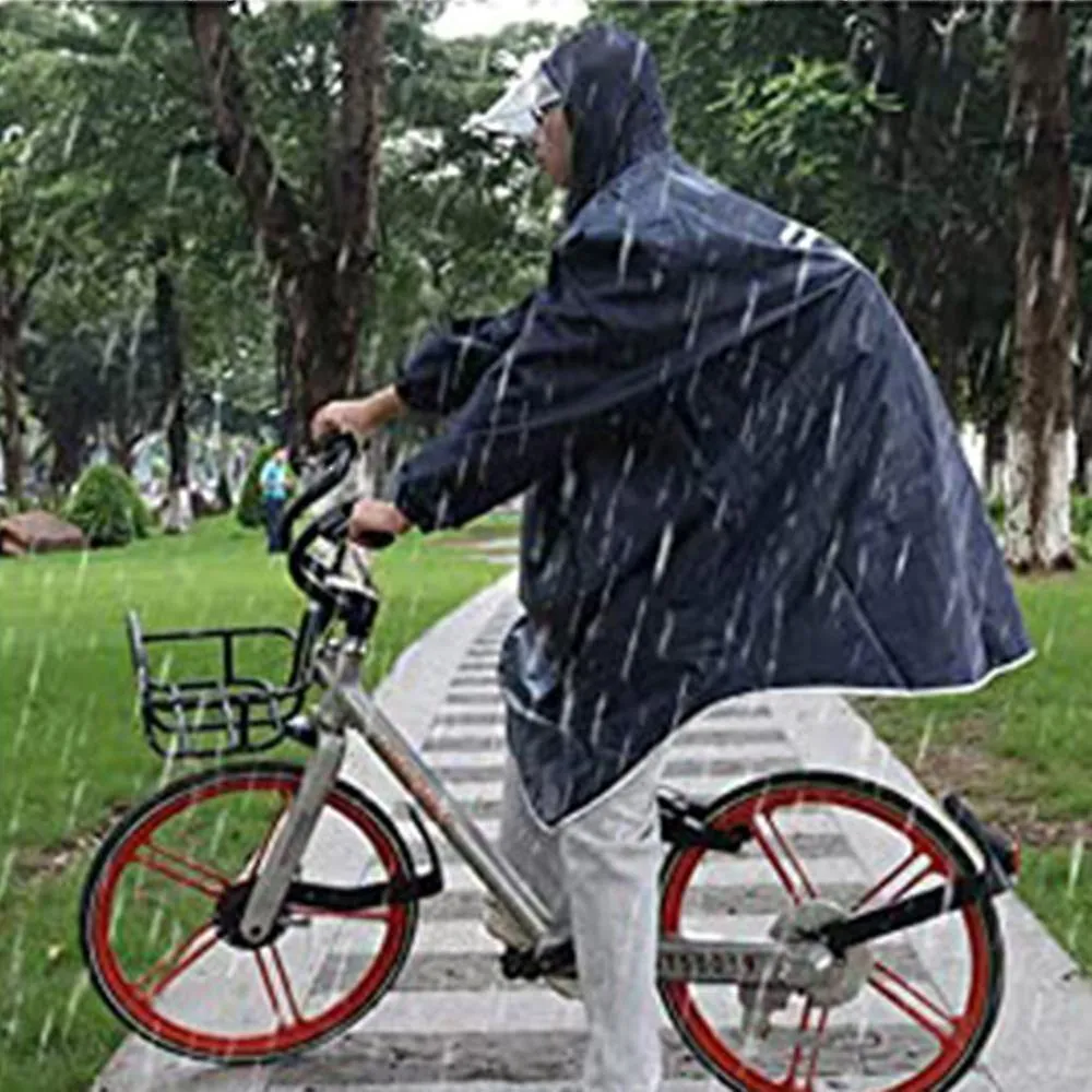 Waterproof Rain Poncho Bike Bicycle Rain Capes Reusable For Adults Dark Blue