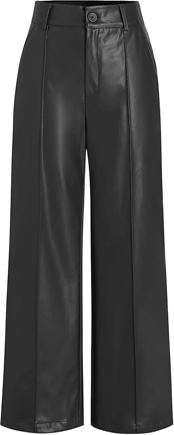 Wide Leg Pants for Women Faux Leather High Waist Faux Leather Solid High Waist Wide Leg sers Gift for family/friend free deliver