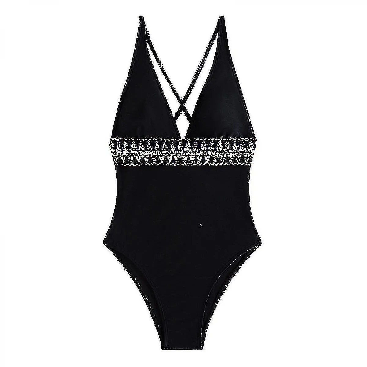 Women's V Neck One Piece Swimsuit Ruffled Lace Up S