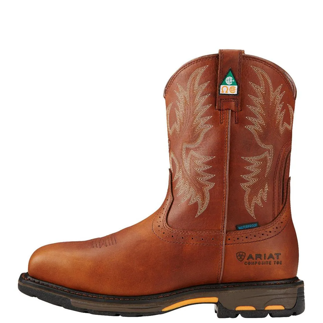 WORKHOG COMPOSITETOE CSA WATERPROOF WIDE SQUARE TOE WORK BOOT DARK COPPER