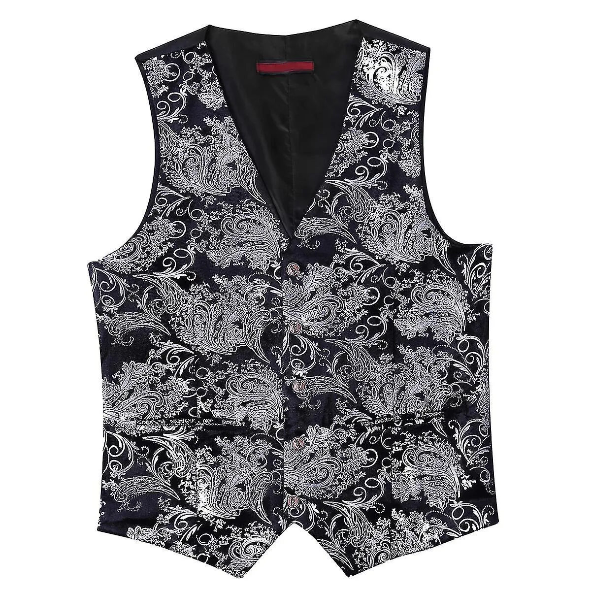 YYNUDA MENS HIPSTER METALLIC PAISLEY PRINTED SINGLE BREASTED VNECK SUIT VEST/TUXEDO WAISTCOAT