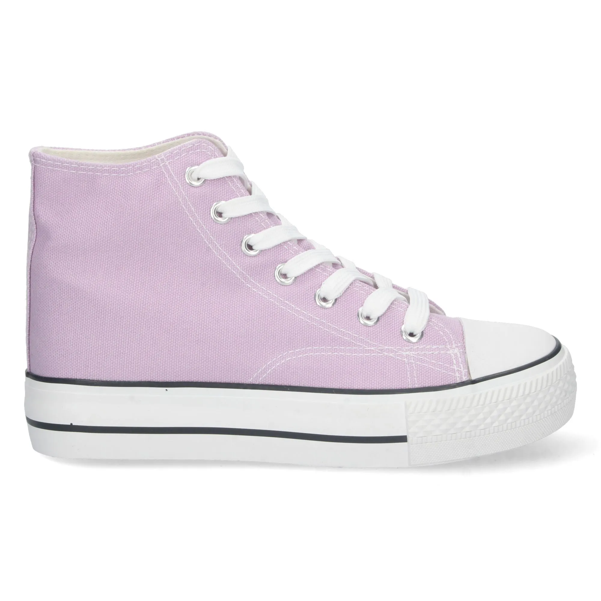 Zapatillas altas abotinadas de lona color lila mujer 6P10