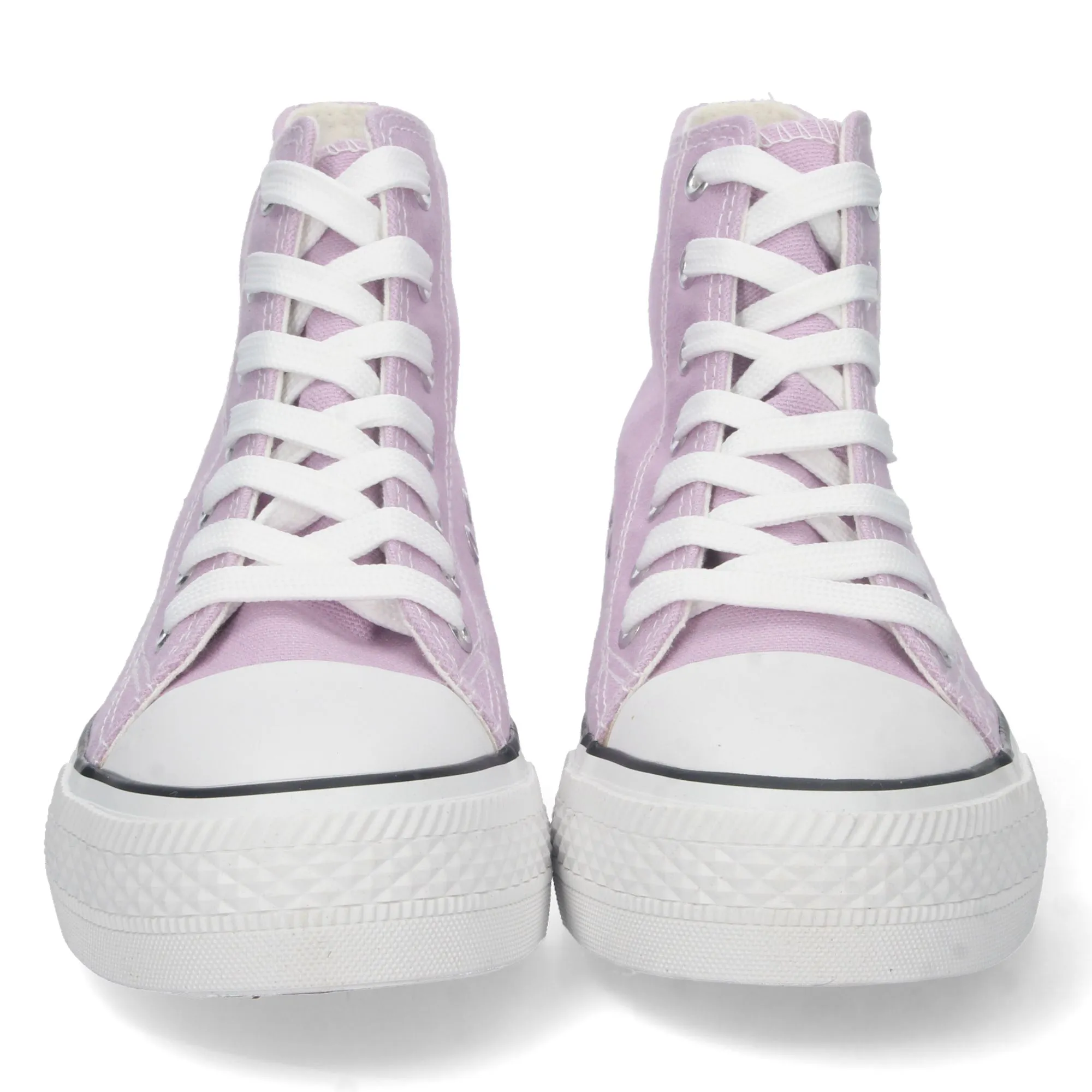 Zapatillas altas abotinadas de lona color lila mujer 6P10