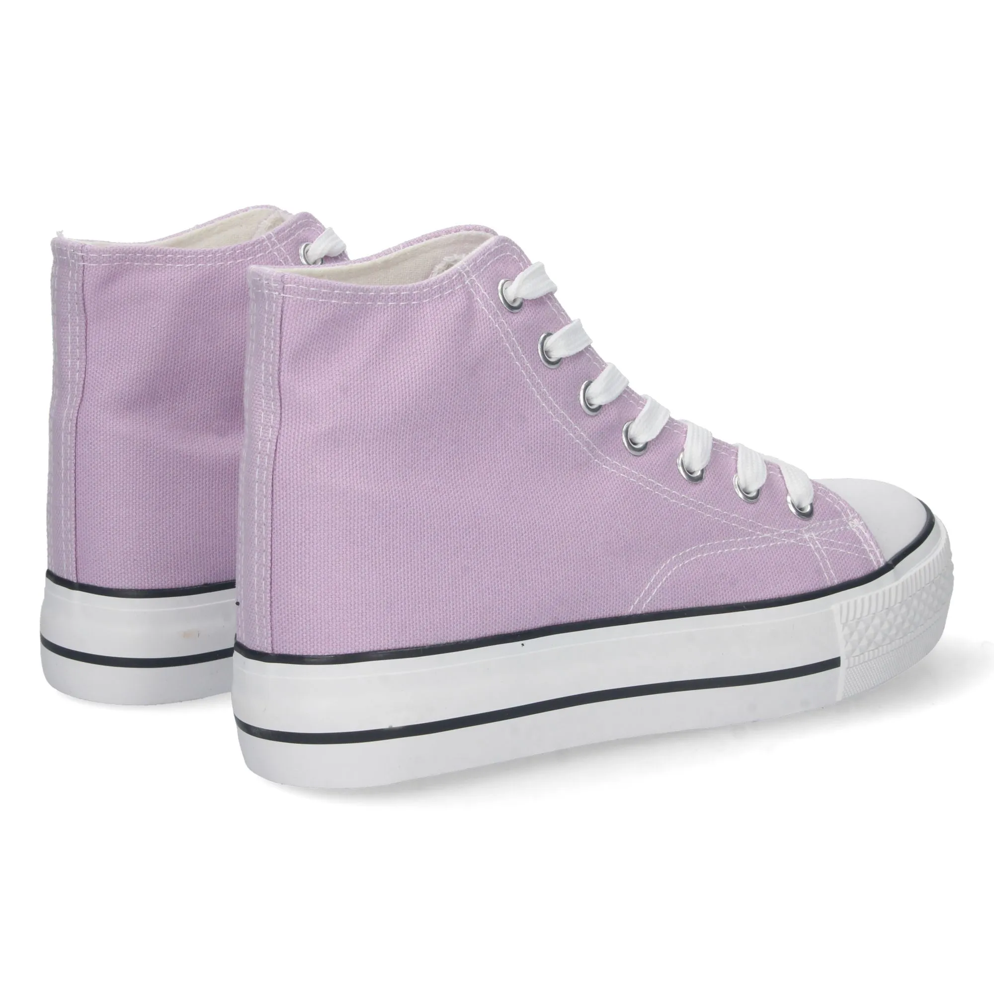 Zapatillas altas abotinadas de lona color lila mujer 6P10